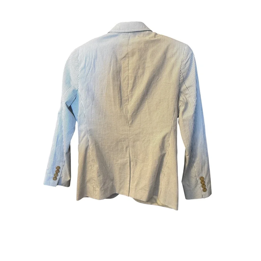Crewcuts Boys Blue White Seersucker Striped Blazer Jacket Size 12 J.Crew‎ Preppy